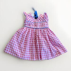 Bordino Plaid Check Dress Girl's Size 12 M Tie Waist & Back Fully Lined Pink Red